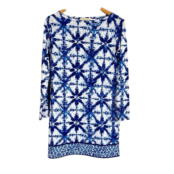 MICHAEL Michael Kors gorgeous dress white & blue women’s size Petite/Medium - Picture 1 of 11